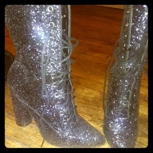 Multicolored sparkle boots